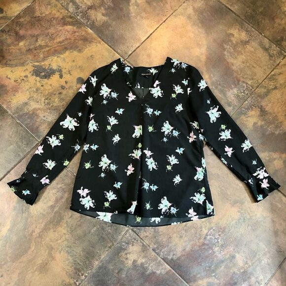 Banana Republic V-neck Long Sleeve Floral Blouse Medium - Picture 4 of 11